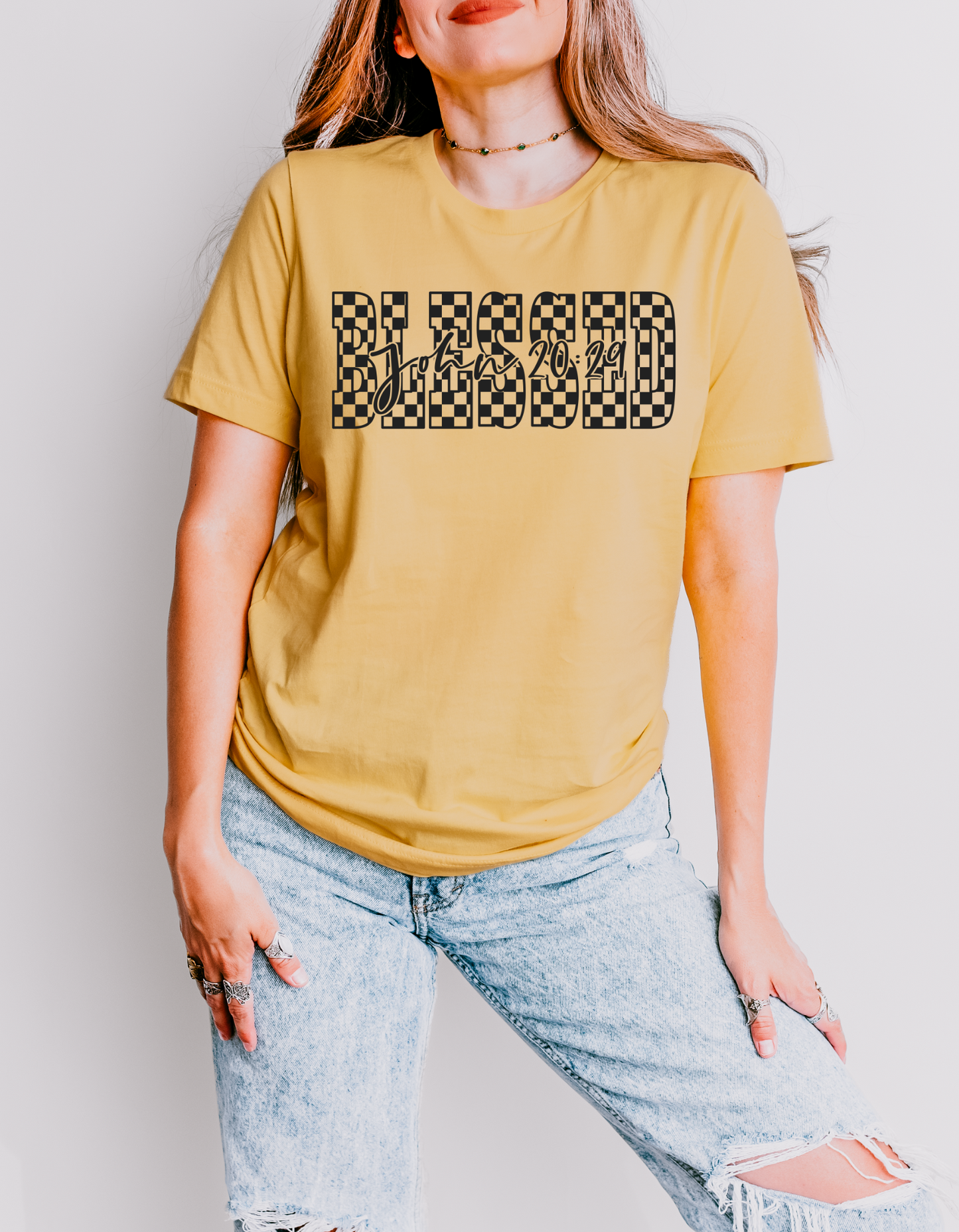 Black Checkered "BLESSED" Tee