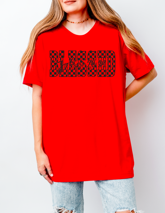 Black Checkered "BLESSED" Tee