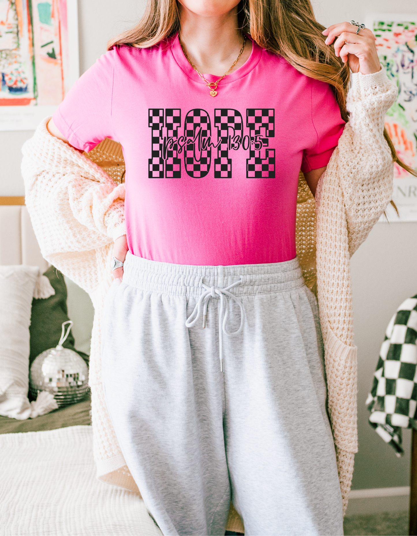 Black Checkered "HOPE" Tee