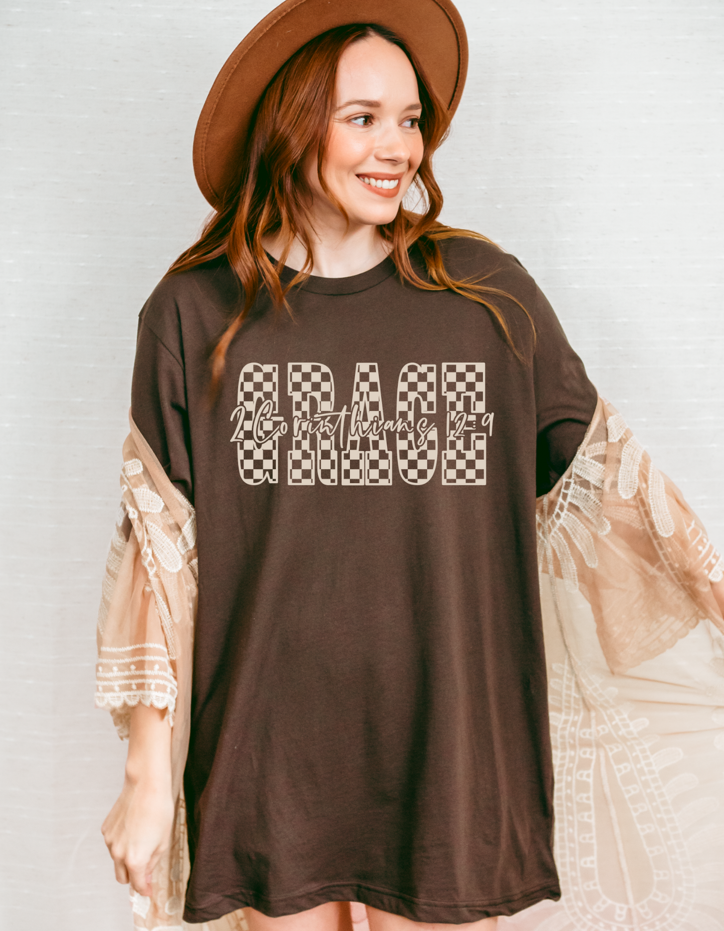 Checkered "GRACE" Tee
