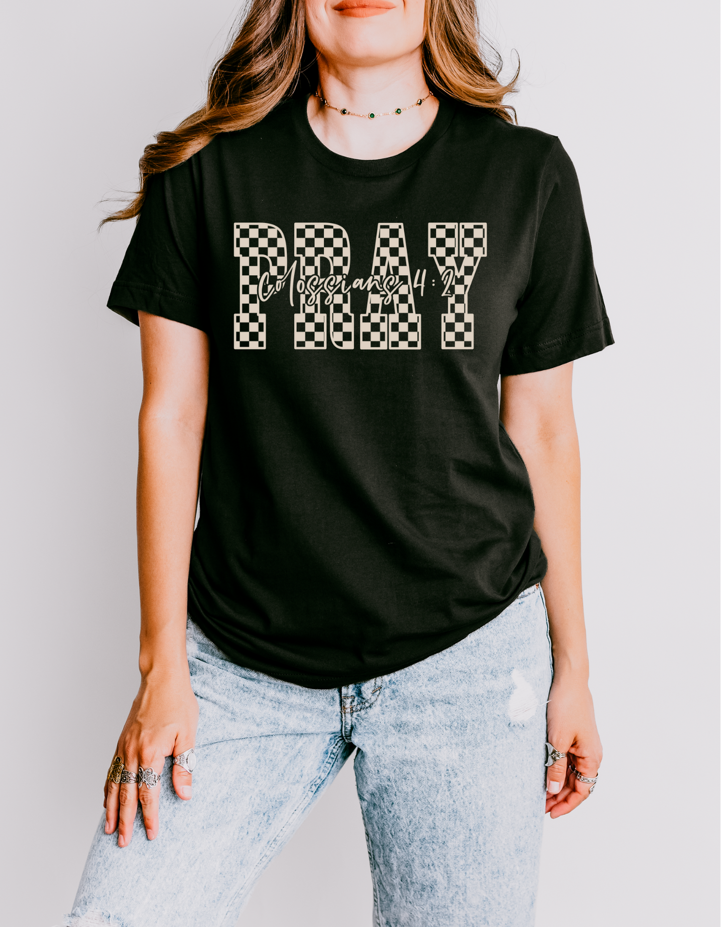 Checkered "PRAY" Tee
