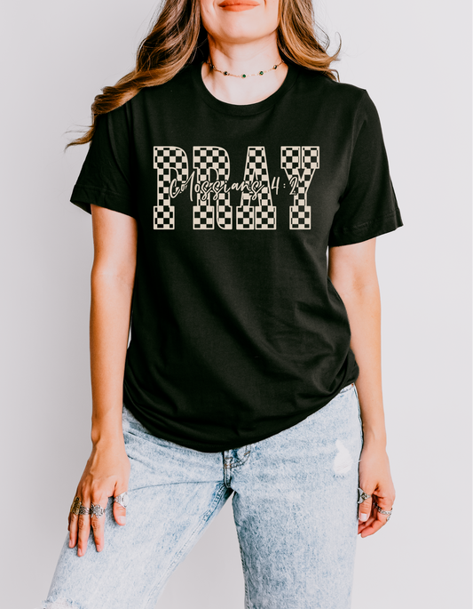 Checkered "PRAY" Tee