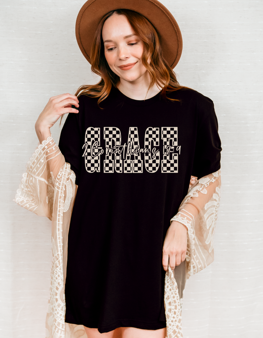 Checkered "GRACE" Tee