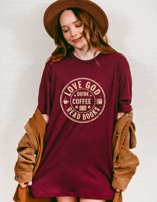 God-Coffee-Books Tee